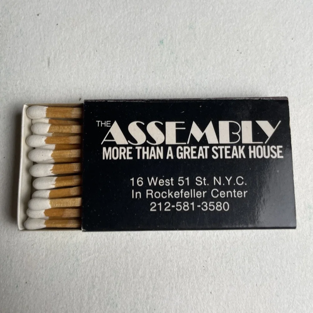 Vintage‎ Matchbook The Assembly Steak House Restaurant New York City Advertising